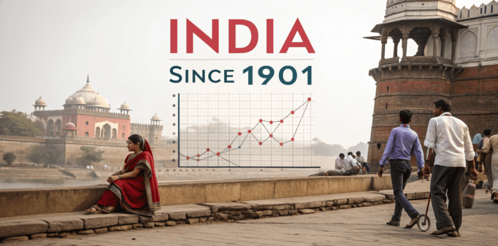 Historical view of India’s sex ratio since 1901 shown through people and trend graph