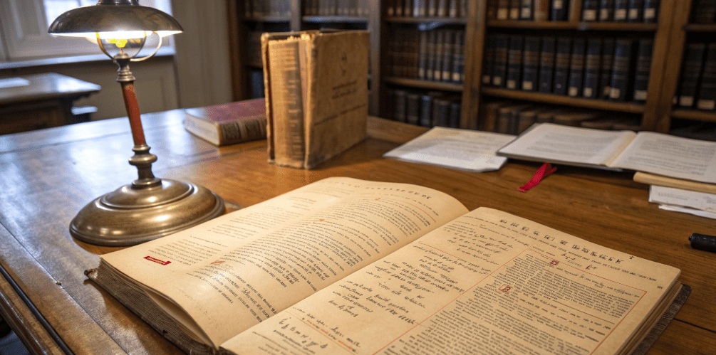 Open constitutional law book on wooden desk in library, symbolizing Justice D.Y. Chandrachud’s landmark dissents shaping Indian constitutional reforms.