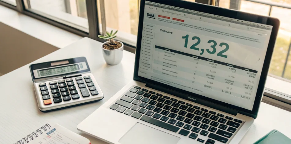 Laptop and calculator used to calculate casino wagering requirements.