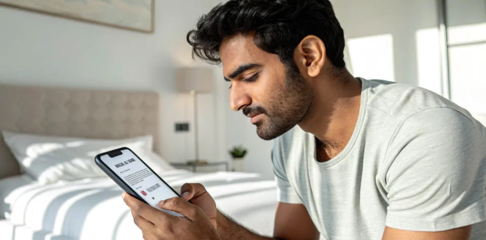 Smartphone showing casino registration process.